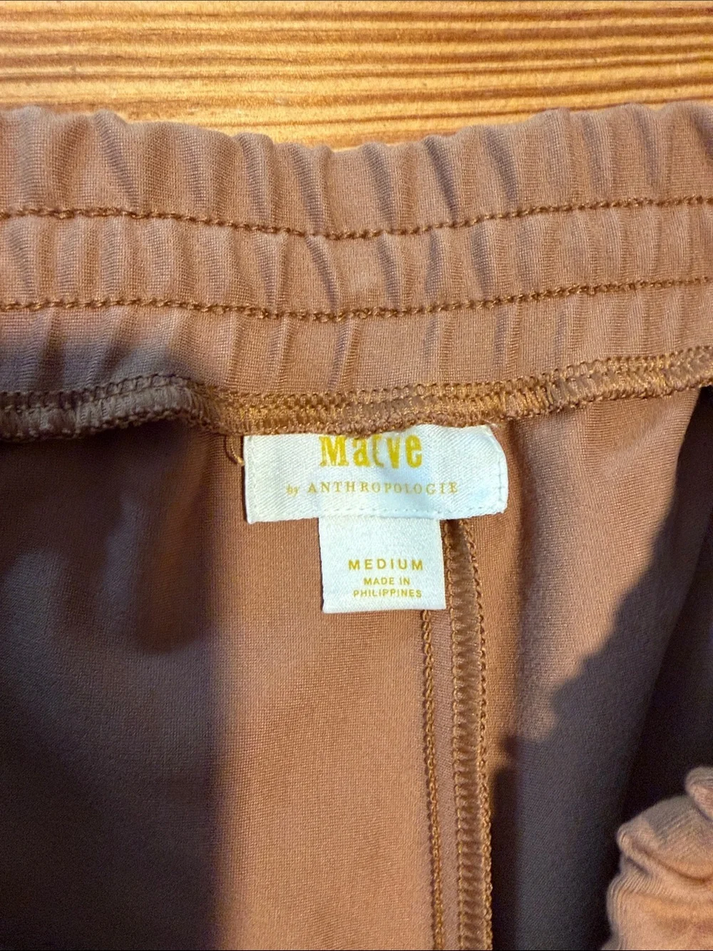 Anthropologie Brown Sweatpants with Red and White Side Stripes